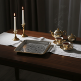 Zolten Square Gold & Silver Metal Serving Tray – 36×36 cm
