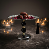 Black & Gold Footed Silver Metal Candy Tray – 20×25cm