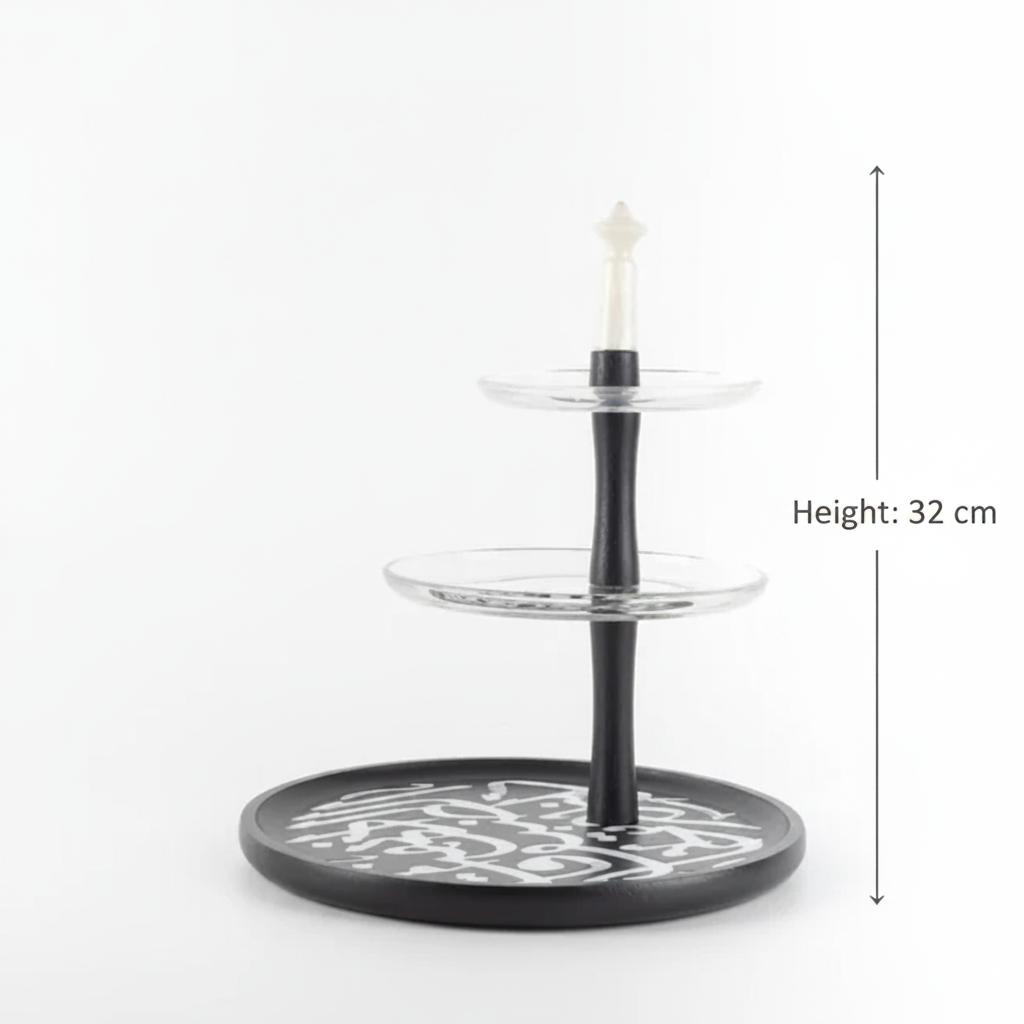 Otantik Sidrah - 3 Tier Cake Stand - Midnight Silver 32cm
