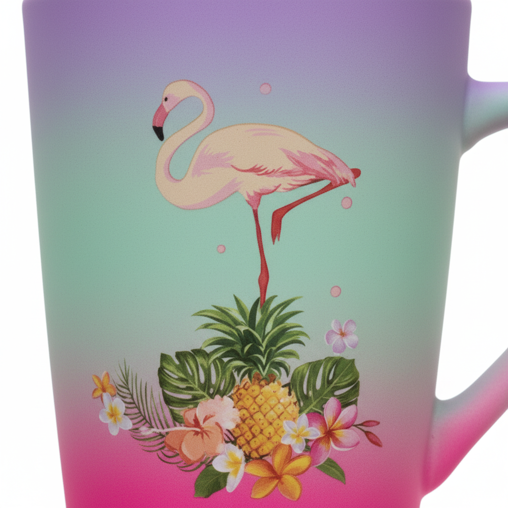 Flamingo Tropical Gradient Matte Finish Ceramic Mug - 400ml