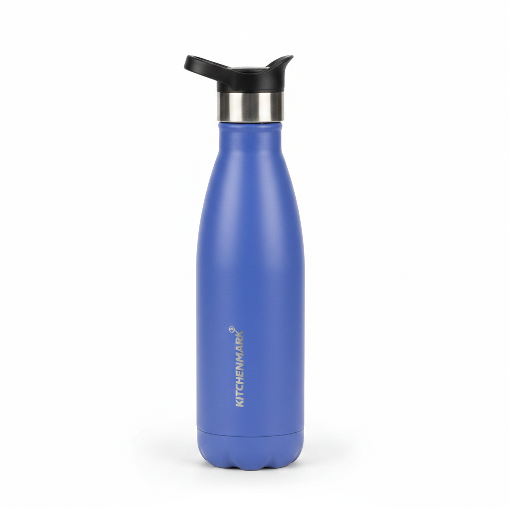 Kitchen Mark Stainless Steel Vacuum Insulated Water Bottle - 500ml - Blue / Olive Green