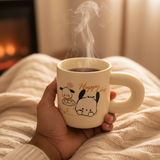 Happy Dog Cream Ceramic Mug – 350ml | Cute Cartoon Design | Perfect Gift