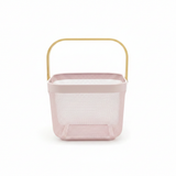 Lizhi Metal Mesh Basket with Wooden Handle — 18×24cm - Pink / Grey / Light Green / Cream