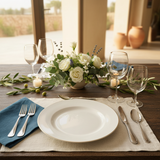 White Porcelain Dinner Plate with Gold Rim - 10 Inch