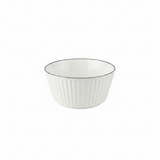 Spanis Home White Ceramic Ribbed Bowl with Silver Rim – 5 Inch