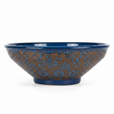 Navy Blue & Brown Round Reactive Glaze Ceramic Serving Bowl 25cm