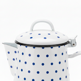 Velvet White Enamel Kettle with Blue Polka Dot Print — 1.8 Ltr