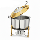 Pradeep Silver & Gold Classic Chafer Round Stainless Steel Chafing Dish - 10 Litres