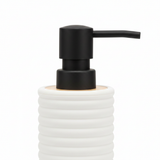 White Ribbed Plastic Liquid Soap Dispenser - 400ml - White / Black / Peach