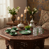 Ameco Ceramic18-Piece Tea & Coffee Set – Green Floral Edition 80ml,120ml