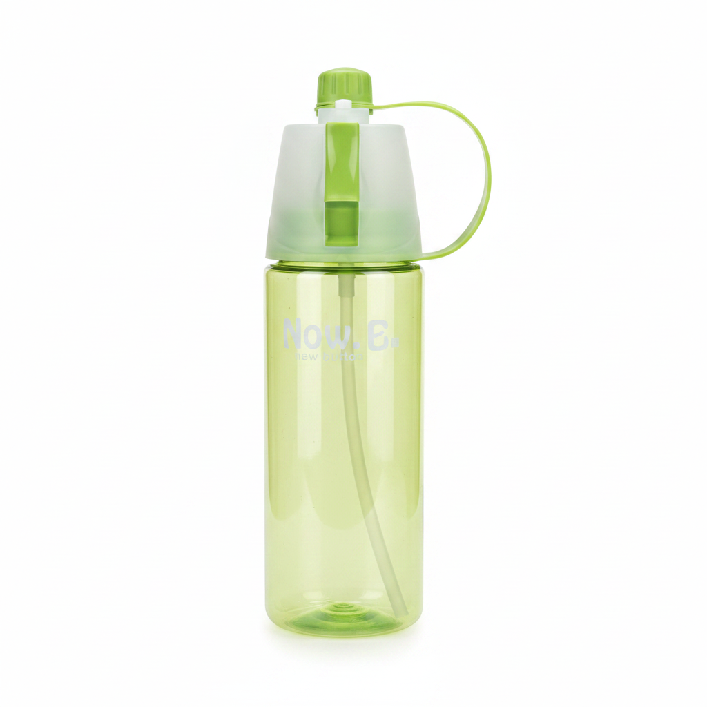 Now.B Button Spray Mist Sports Water Bottle – 600ml - Pink / Green / Black
