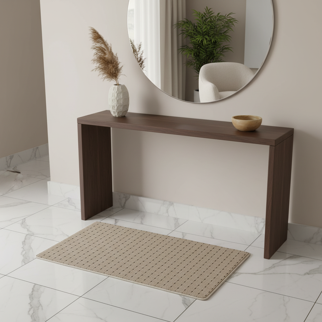 Beige Rectangle Door Mat | Anti-Slip Woven Grid Entrance Rug | 68 × 44 cm | Indoor & Outdoor Use | Home Entryway Floor Mat