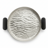 Luhpar Wave Textured Aluminium Round Tray with Black Wooden Handles - 30cm - 74895-B