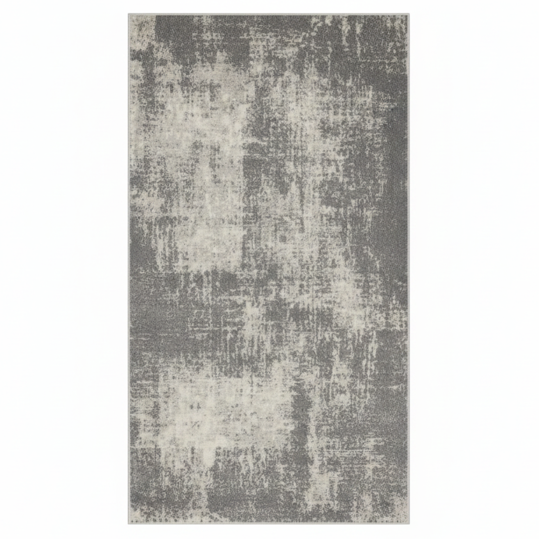Grey & Cream Abstract Distressed Jod Carpet | Modern Luxury Area Rug | 80 × 150 cm |
