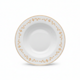 Luhpar White & Gold Floral Round Ceramic Soup Plate - 8.5 Inch