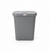 Esqube Delta Plastic Laundry Basket with Lid - 55 × 45 × 33 cm - Dark Brown / Grey / Black