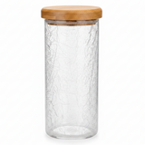 Ameco Crackle Glass Canister with Acacia Wooden Lid | Airtight Kitchen Storage Jar | 500ml / 1000ml |