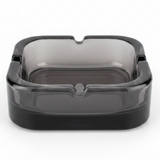 Diamond Tinted Black Glass Ashtray – 12cm