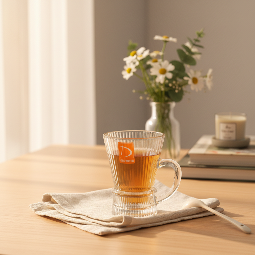Deli  Ribbed Glass Tea Mug with Handle - 140ml