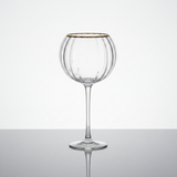 Ribbed Crystal Balloon Goblet with Gold Rim — 250ml