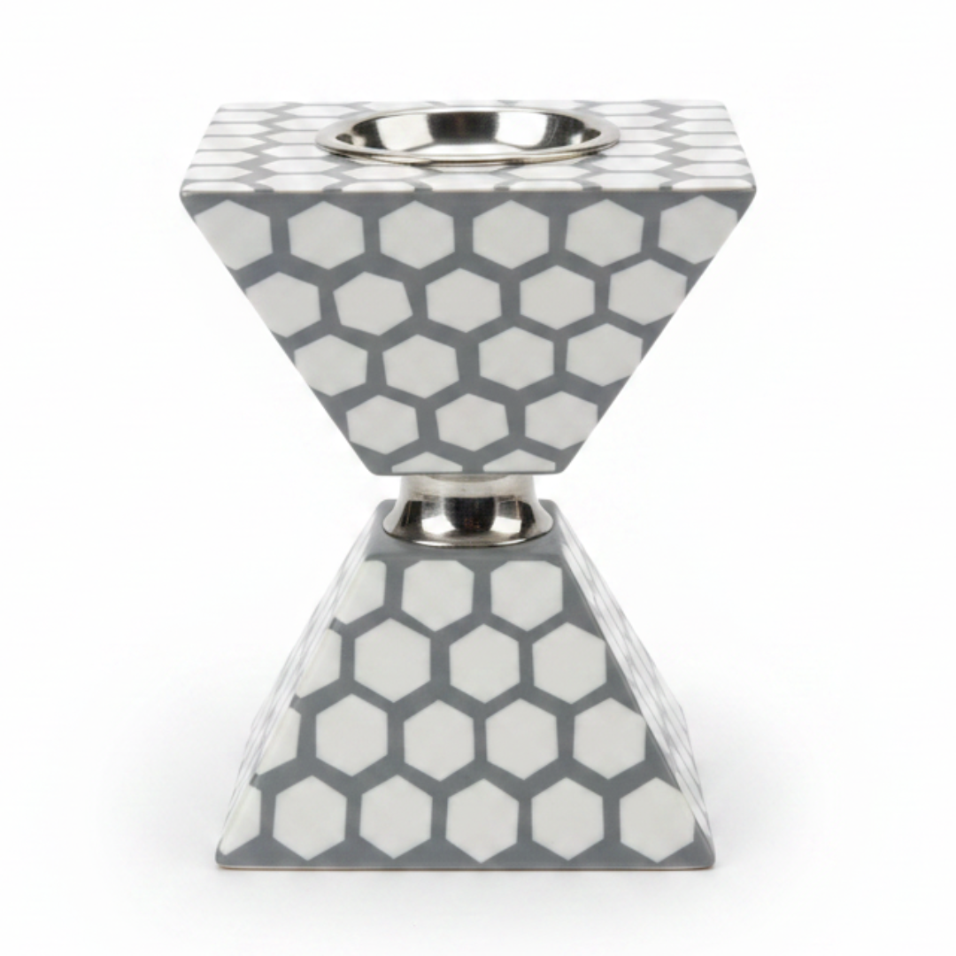 Grey & White Plastic-Coated Incense Burner - 17×12cm