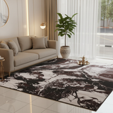 Kirstal Brown & White Polyester Abstract Marble Carpet Made in Turkey - 300 x 400 cm