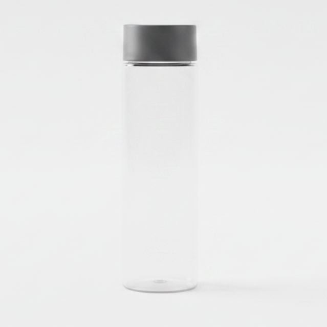 Jiham 4-Piece Clear Plastic Juice Bottles Set - 500ml - Grey Screw Cap