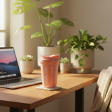 Travel Mug with Flip Lid — 400ml - Coral / Cream / Teal Green