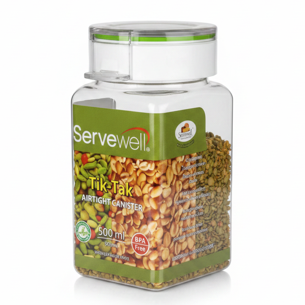 Servewell Tik-Tak Airtight Canister 500ml – Square