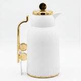 White & Gold Vacuum Flask — 1 Litre | Thermal Insulated Carafe