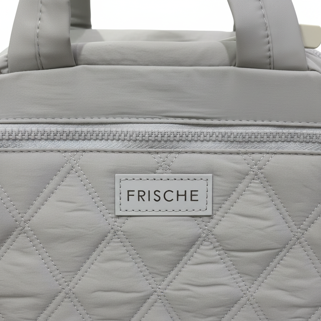 Frische Quilted Lunch Bag - 18×25cm - Light Grey / Pink / Black