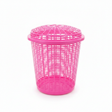Exclusive Plastic Laundry Basket with Lid - 50 × 38 cm - Beige / Blue / Pink