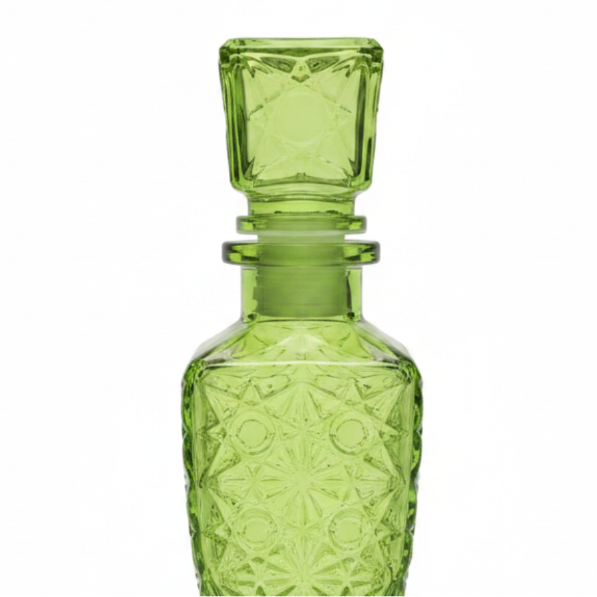 Tinted Crystal Glass Perfume Bottle - 500ml - Olive Green / Blue