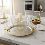Windcera Round Gold & Silver Stainless Steel Serving Tray – 35cm