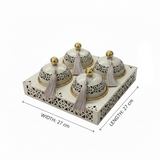 Cream & Gold Metal 4-Piece Candy Bowl Set with Tray - 27×27 cm