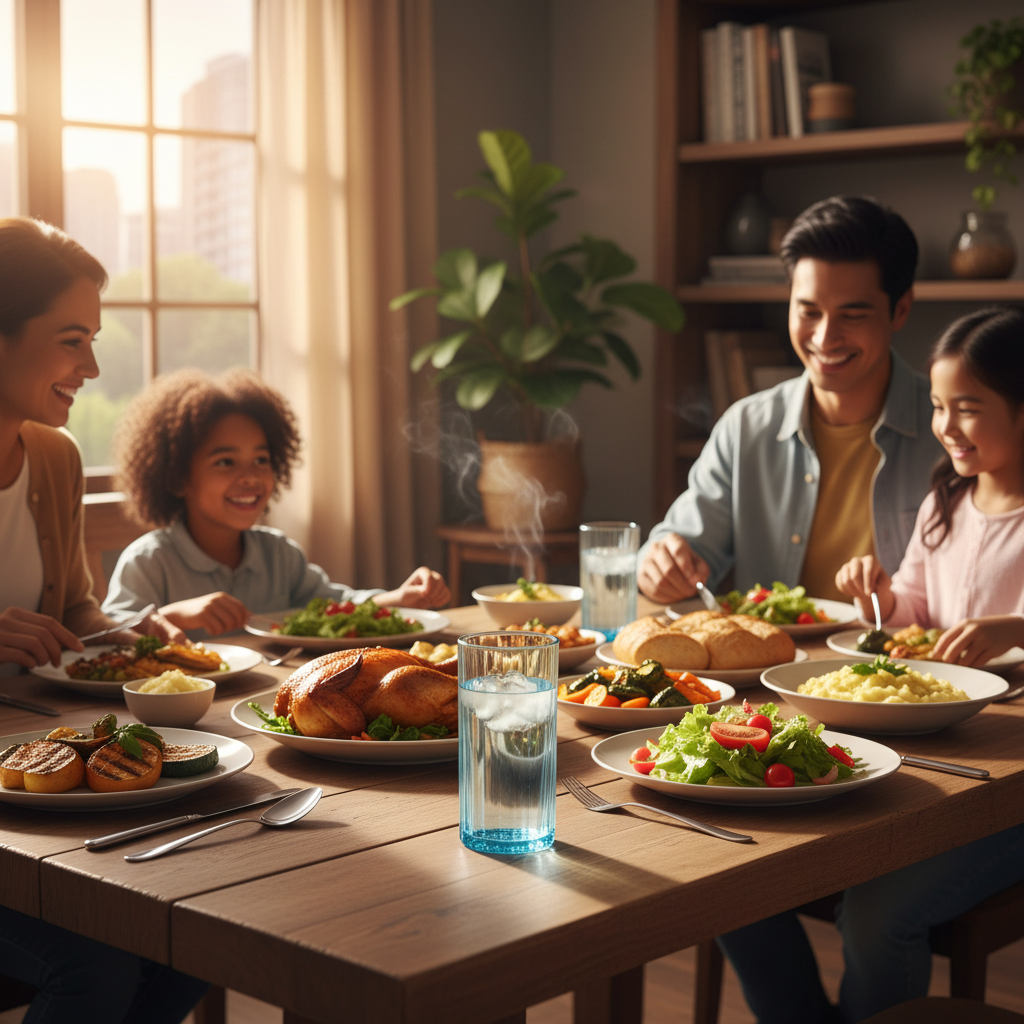 Deli Tinted Blue Water Glass 440ml — Elegant Ribbed Design