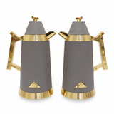 Red Home Luxury Vacuum Flask Set – 1L + 1L – Gray & Gold