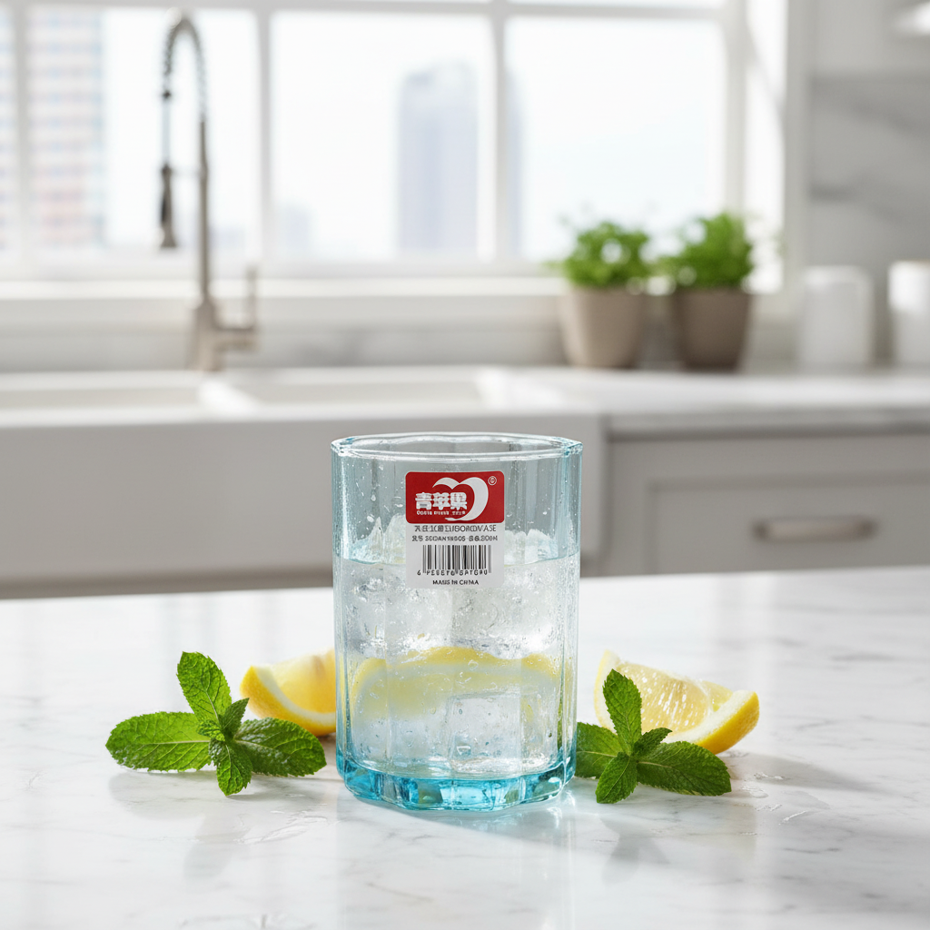 Deli Tinted Blue Water Glass | 250ml | Ribbed Fluted Tumbler
