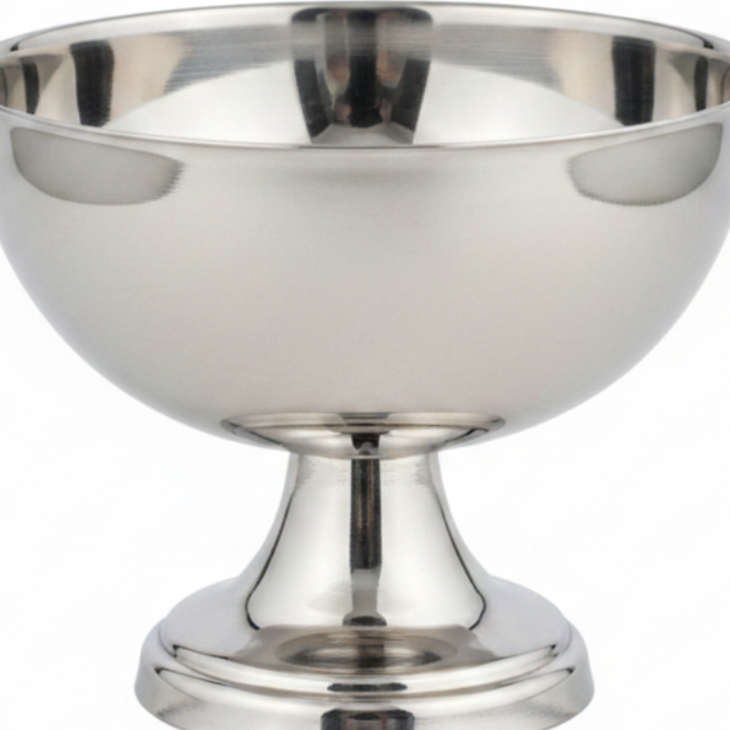 Silver Stainless Steel Ice Cream Bowl with Pedestal Base - 8×9 cm