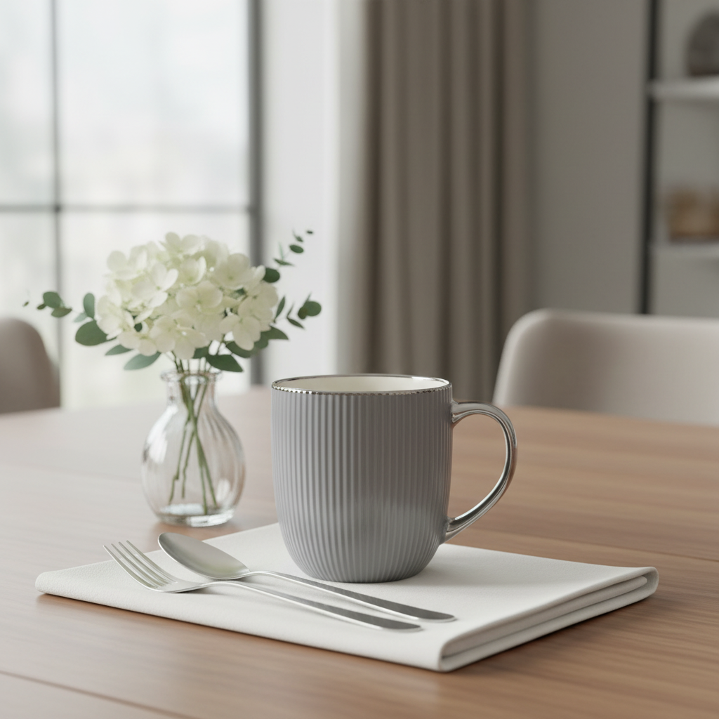 Royalford Ceramic Mug 350ml – Grey / Off White