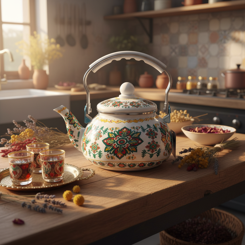 Venice Enamel Kettle With Floral Mandala Design - 2.5 Litre