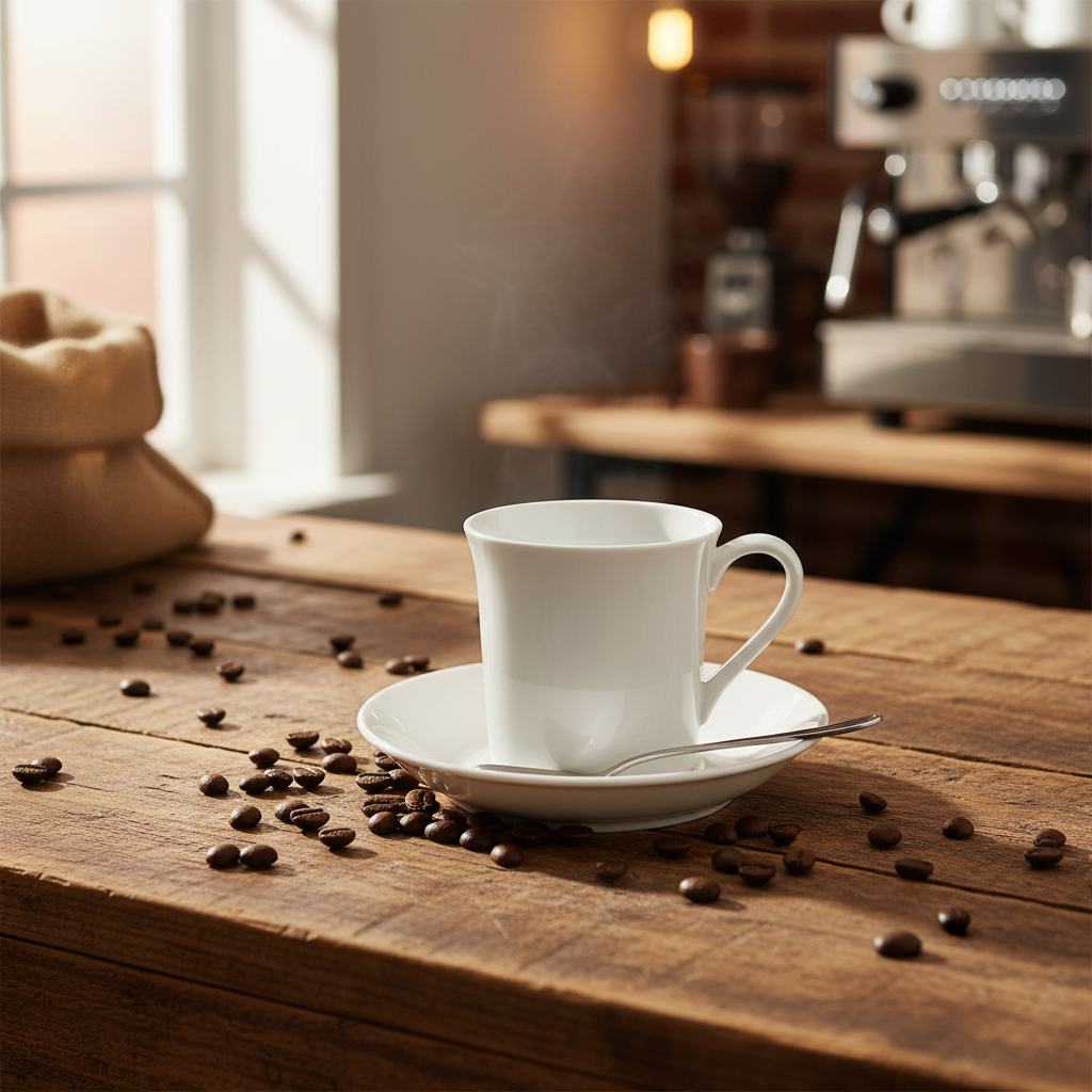 Porceletta White Ceramic Cup & Saucer Set – 200ml