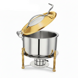 Pradeep Silver & Gold Classic Chafer Round Stainless Steel Chafing Dish - 7000ml