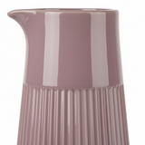 Ribbed Ceramic Pitcher Vase - 28×9cm - Mauve / Dusty Blue