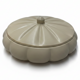Hamid Cream Ceramic Candy Box with Lid | Scalloped Pumpkin Design | 10.25cm