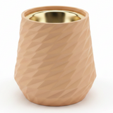 Peach Elegant Ceramic Incense Burner | Diamond-Faceted | Gold Inner Bowl | 10×7cm