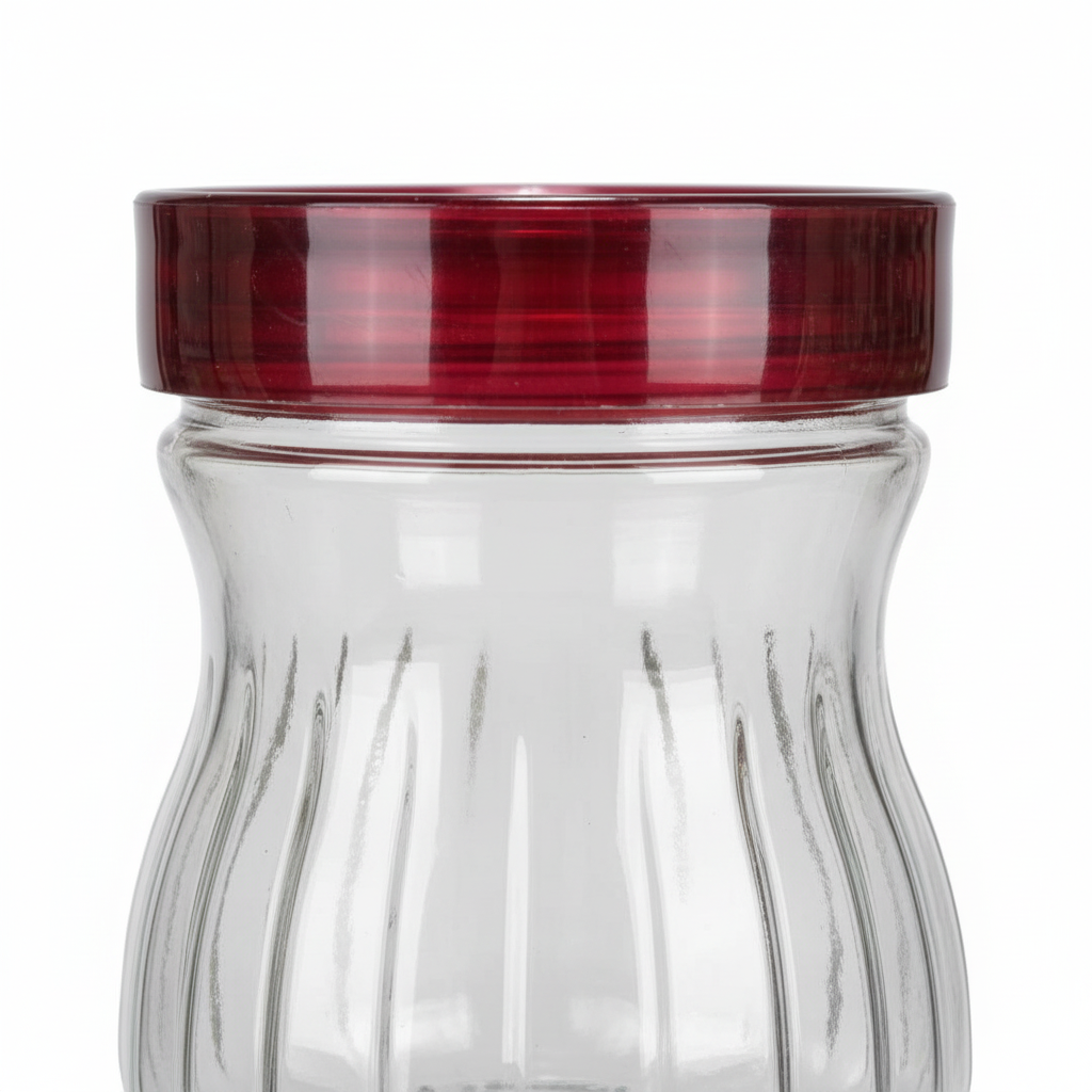 Glass Storage Jar with Red Lid 14×10cm / 18×10cm / 20×10cm