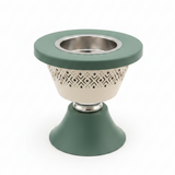 Metal Incense Burner – Mabkhara | 12cm | Arabic Bakhoor Holder | Rose Gold & Green |
