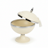 Cream & Silver Metal Footed Candy Bowl with Lid - 20×20 cm