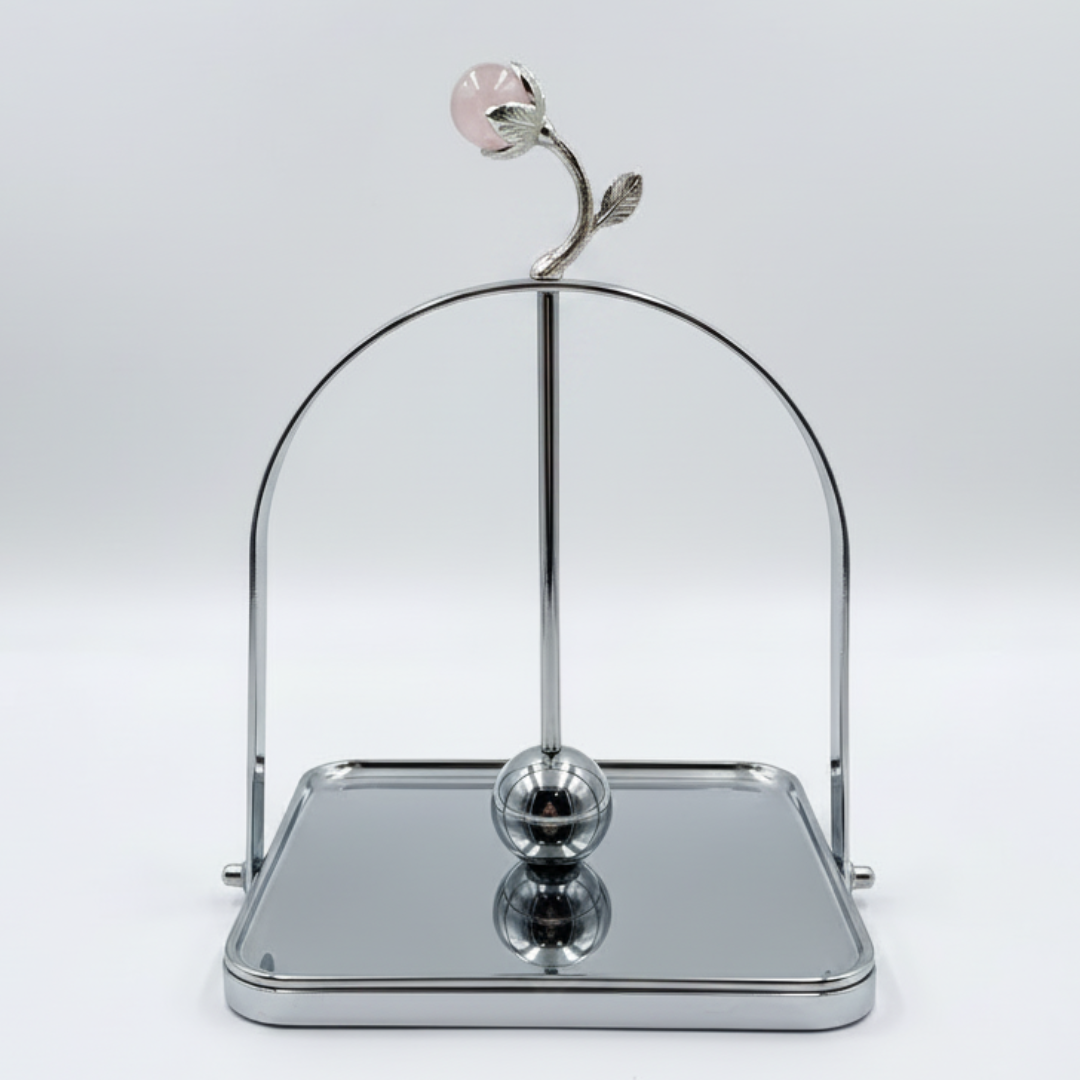 Silver Stainless Steel Square Candy & Dessert Serving Tray with Arch Handle – 15cm